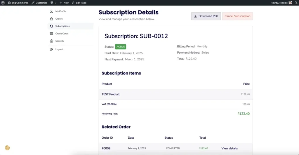 subscription account